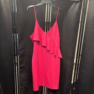 Chelsea28 Pink Asymmetrical Ruffled Slip Dress